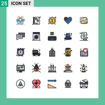 25 Thematic Vector Filled line Flat Colors and Editable Symbols of blockchain technology flag seal country shopping Editable Vector Design Elements