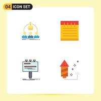 Group of 4 Modern Flat Icons Set for labortary advertisement experiment study education billboard Editable Vector Design Elements