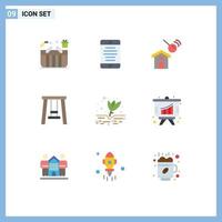 Group of 9 Modern Flat Colors Set for cultivation swing user park search Editable Vector Design Elements