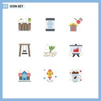 Group of 9 Modern Flat Colors Set for cultivation swing user park search Editable Vector Design Elements