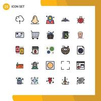 Set of 25 Modern UI Icons Symbols Signs for cute nature location hill mountain Editable Vector Design Elements