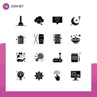 Pictogram Set of 16 Simple Solid Glyphs of chinese list message clipboard theology Editable Vector Design Elements