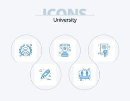 paquete de iconos azul universitario 5 diseño de iconos. grado. facultad. trofeo. logro vector