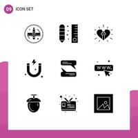 9 User Interface Solid Glyph Pack of modern Signs and Symbols of chatting magnet scale attraction christian Editable Vector Design Elements