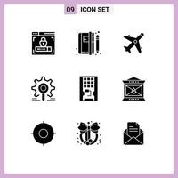 9 Universal Solid Glyph Signs Symbols of disk research ecommerce search engine Editable Vector Design Elements