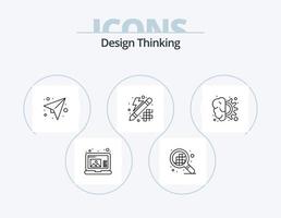 paquete de iconos de línea de pensamiento de diseño 5 diseño de iconos. pensando. diseño. enviar. creatividad. pensando vector