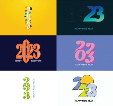 Big Set of 2023 Happy New Year logo text design 2023 number design template vector