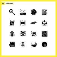 User Interface Pack of 16 Basic Solid Glyphs of house building equipment information help Editable Vector Design Elements