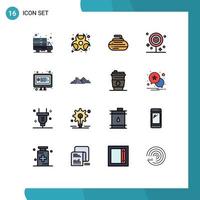 Set of 16 Modern UI Icons Symbols Signs for computer food bowls drink breakfast Editable Creative Vector Design Elements