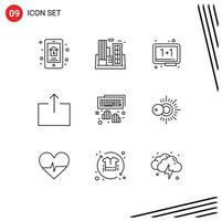 9 Universal Outline Signs Symbols of send arrow building whiteboard eraser Editable Vector Design Elements