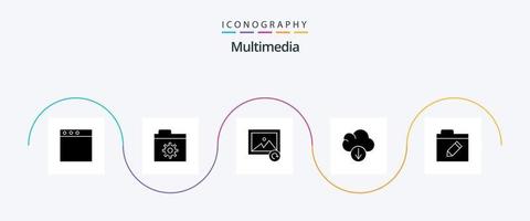 paquete de iconos de glifos multimedia 5 que incluye . recargar. rebautizar. editar vector