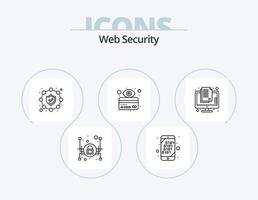 paquete de iconos de línea de seguridad web 5 diseño de iconos. global. móvil. hacker código. proceso vector