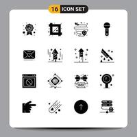 16 Thematic Vector Solid Glyphs and Editable Symbols of weddind sms location technology microphone Editable Vector Design Elements
