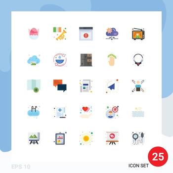 Group of 25 Flat Colors Signs and Symbols for arrow setting music cloud web Editable Vector Design Elements