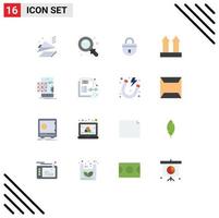 Pictogram Set of 16 Simple Flat Colors of application up secure transport arrows Editable Pack of Creative Vector Design Elements