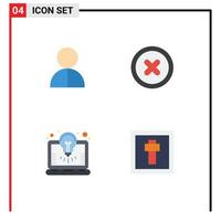 Set of 4 Modern UI Icons Symbols Signs for avatar idea profile canceled solution Editable Vector Design Elements