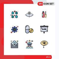 Modern Set of 9 Filledline Flat Colors and symbols such as process fix innovation development eye Editable Vector Design Elements