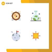 Modern Set of 4 Flat Icons and symbols such as cake gas pie scientific study of the origin of the earth space Editable Vector Design Elements