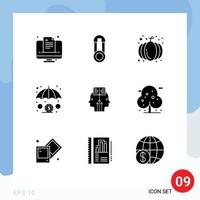 9 Universal Solid Glyphs Set for Web and Mobile Applications programming mind autumn investment finance Editable Vector Design Elements