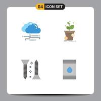 4 Thematic Vector Flat Icons and Editable Symbols of weather construction cloud pot self fastening Editable Vector Design Elements