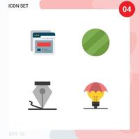 Universal Icon Symbols Group of 4 Modern Flat Icons of page copyright help ink idea Editable Vector Design Elements