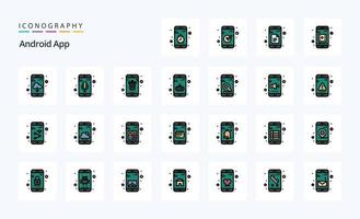 25 Android App Line Filled Style icon pack vector