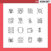 Stock Vector Icon Pack of 16 Line Signs and Symbols for strategy love interface heart marketing Editable Vector Design Elements