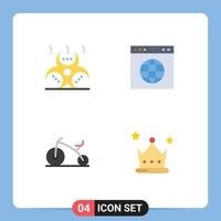 Universal Icon Symbols Group of 4 Modern Flat Icons of biohazard bicycle infection url achievement Editable Vector Design Elements