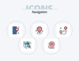 paquete de iconos llenos de línea de navegación 5 diseño de iconos. . localización. manera. navegación. mapa vector