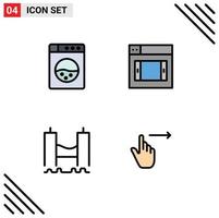 Universal Icon Symbols Group of 4 Modern Filledline Flat Colors of machine river design cross gestures Editable Vector Design Elements