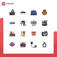 16 Creative Icons Modern Signs and Symbols of mountain pongal sun water pot Editable Creative Vector Design Elements