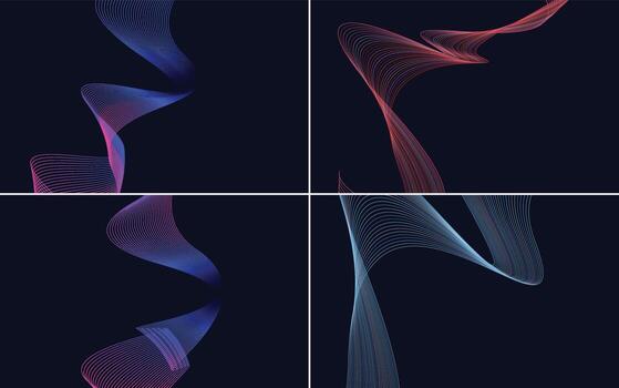 Our pack of 4 vector backgrounds includes waving lines and geometric patterns