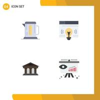 Mobile Interface Flat Icon Set of 4 Pictograms of boiler courthouse hotel webpage finance Editable Vector Design Elements