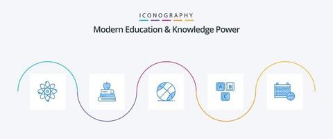 Modern Education And Knowledge Power Blue 5 Icon Pack Including calendar. alphabet. ball. basic. abc vector