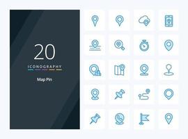 20 Map Pin Blue Color icon for presentation vector