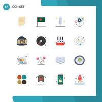 Pack of 16 creative Flat Colors of banking process cold creative idea Editable Pack of Creative Vector Design Elements