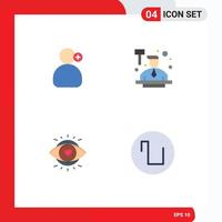 Set of 4 Modern UI Icons Symbols Signs for man eyes medical hitting light Editable Vector Design Elements