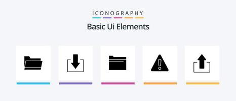 Basic Ui Elements Glyph 5 Icon Pack Including up. arrow. file. sign. danger. Creative Icons Design vector