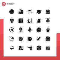 Set of 25 Modern UI Icons Symbols Signs for illness flag present moon planet Editable Vector Design Elements