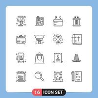 16 Thematic Vector Outlines and Editable Symbols of paint credit logistic card train Editable Vector Design Elements