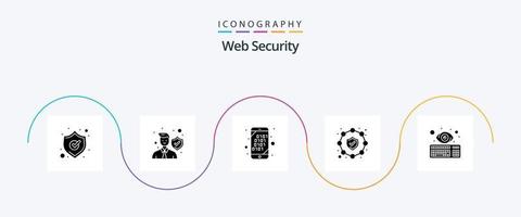 Web Security Glyph 5 Icon Pack Including hacker. cyber. binary. security. network vector