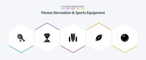 Fitness Recreation And Sports Equipment 25 Glyph icon pack including ball. nfl. sport. football. american vector