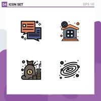 4 Creative Icons Modern Signs and Symbols of chat management discount property saving Editable Vector Design Elements