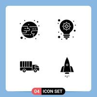 Stock Vector Icon Pack of 4 Line Signs and Symbols for eclipse truck innovation delivery spaceship Editable Vector Design Elements