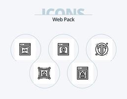 diseño de icono de paquete de icono de línea de paquete web 5. objetivo. equipo web. API. desarrolladores de sitios de Internet. página de la organización vector