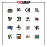 Universal Icon Symbols Group of 16 Modern Flat Color Filled Lines of clock startup calculation money market Editable Creative Vector Design Elements