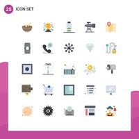 Set of 25 Modern UI Icons Symbols Signs for pin location battery telescope scope Editable Vector Design Elements