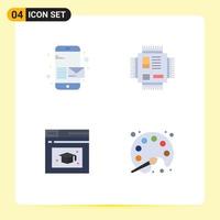 Set of 4 Commercial Flat Icons pack for email web page send microchip cap Editable Vector Design Elements