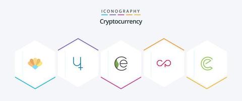 paquete de iconos planos de criptomoneda 25 que incluye moneda. moneda criptográfica. moneda de tierra cripto. contraparte vector