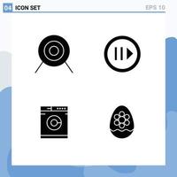 Universal Icon Symbols Group of 4 Modern Solid Glyphs of archery washing media step decoration Editable Vector Design Elements
